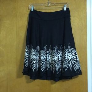 Ann Taylor Navy/White Floral Button Skirt